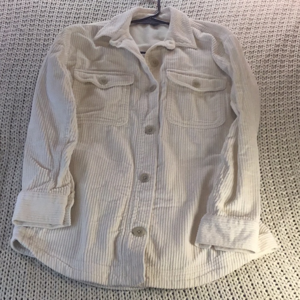 Eddie Bauer Women's white corduroy Fleece Jacket size XSmall